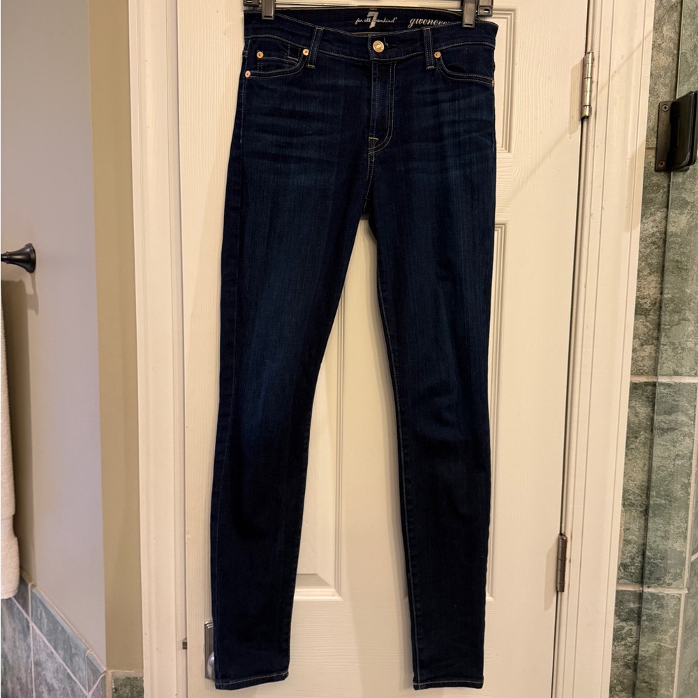 7 for all mankind Women's Dark Blue Skinny Jeans
